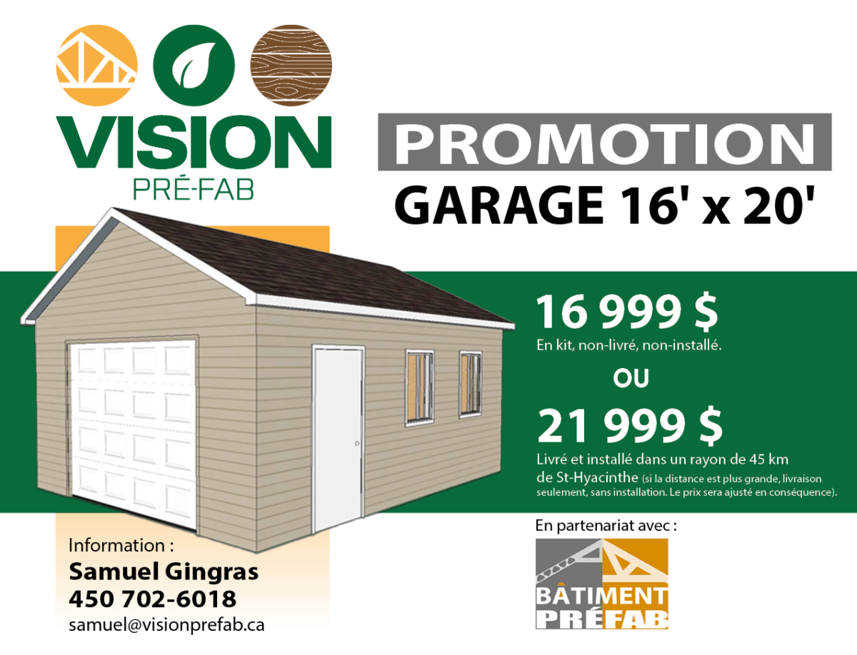 Promotion du printemps sur notre garage PROMO Bâtiment Préfab