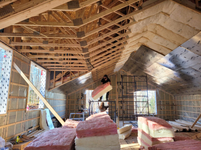 Isolation du toit en chantier